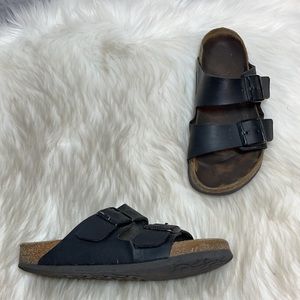 Birkenstocks Black Leather Arizona Sandals Sz 38